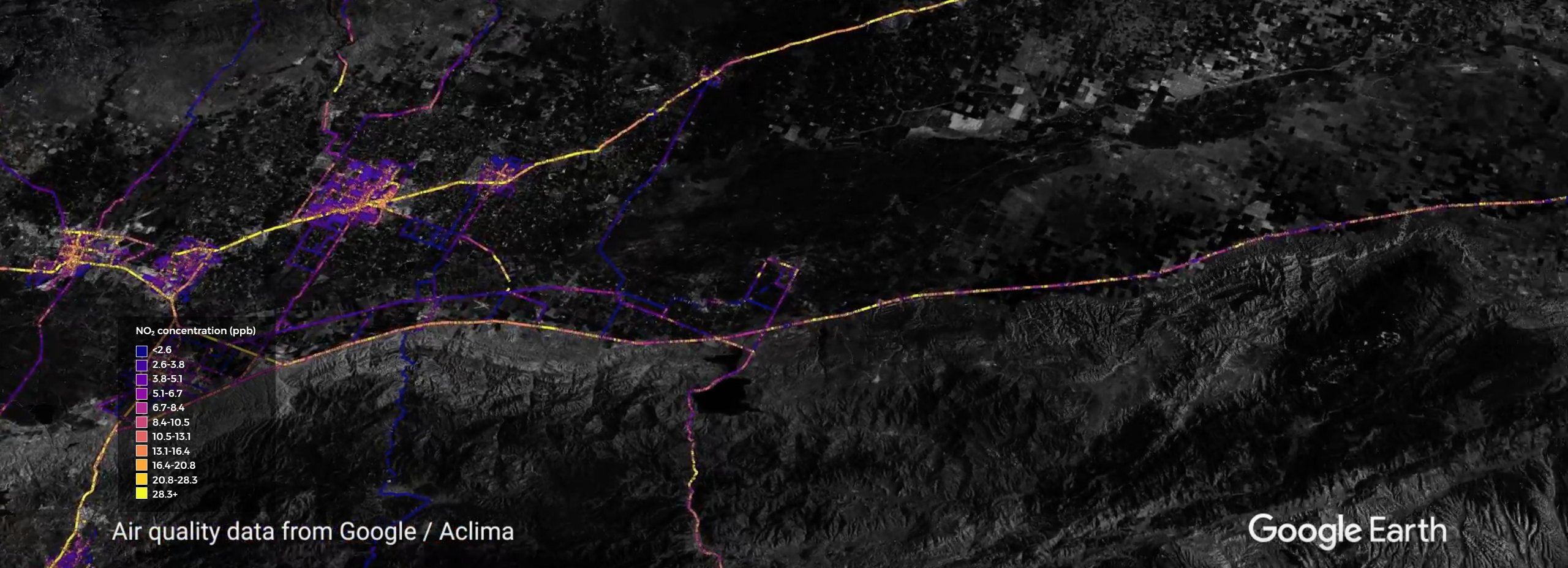 A close up of agricultural areas in California's Central Valley shows hyperlocal variability in methane plumes.